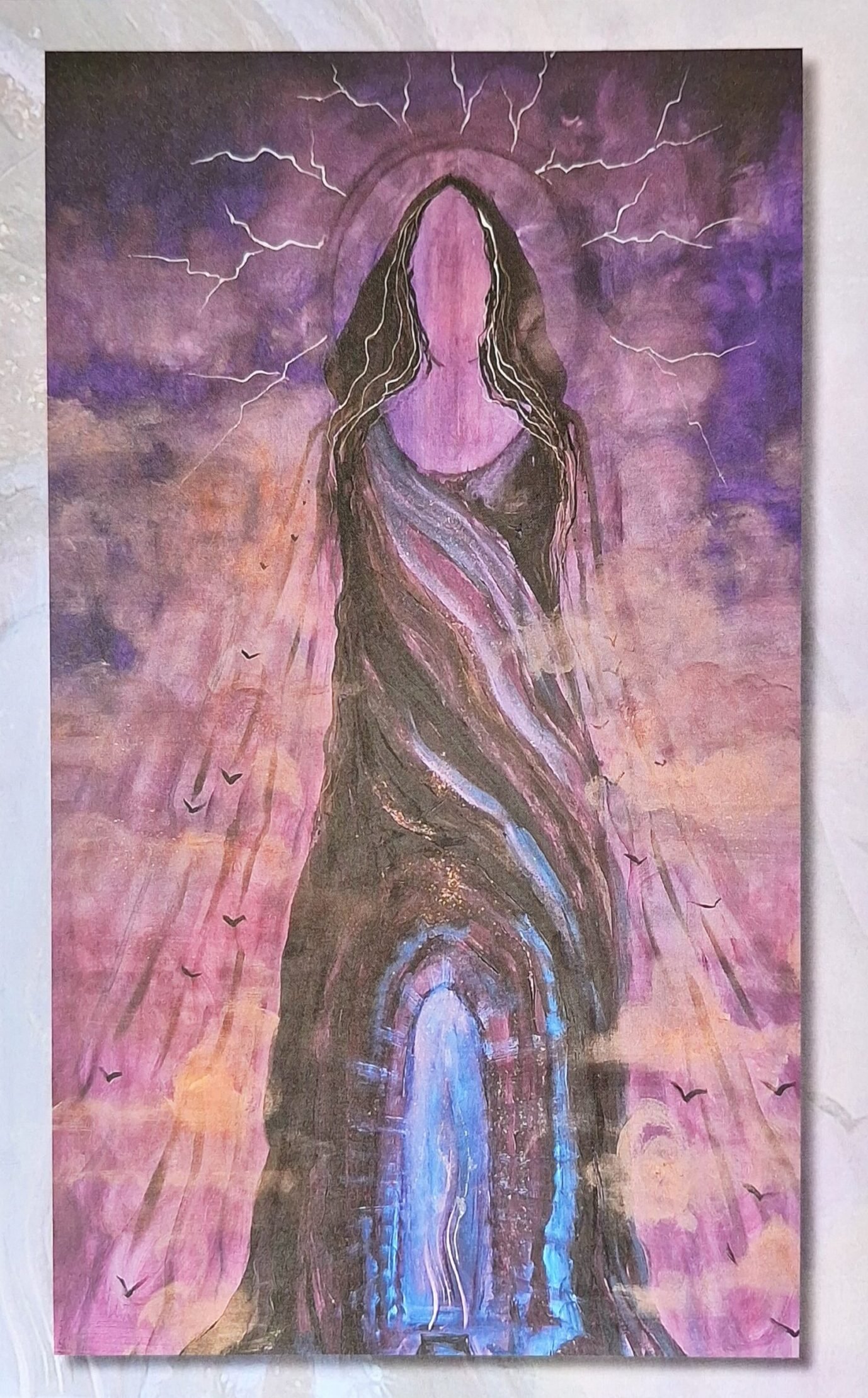 New wheel of the year sacred art cards created by Goddess artist Tiana - Danu, Ancient Mother of Air at winter solstice